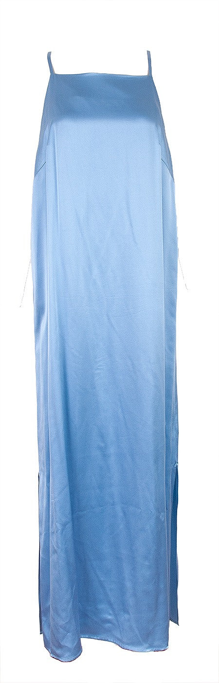 Tasman Silk-Satin Light Blue Midi Dress