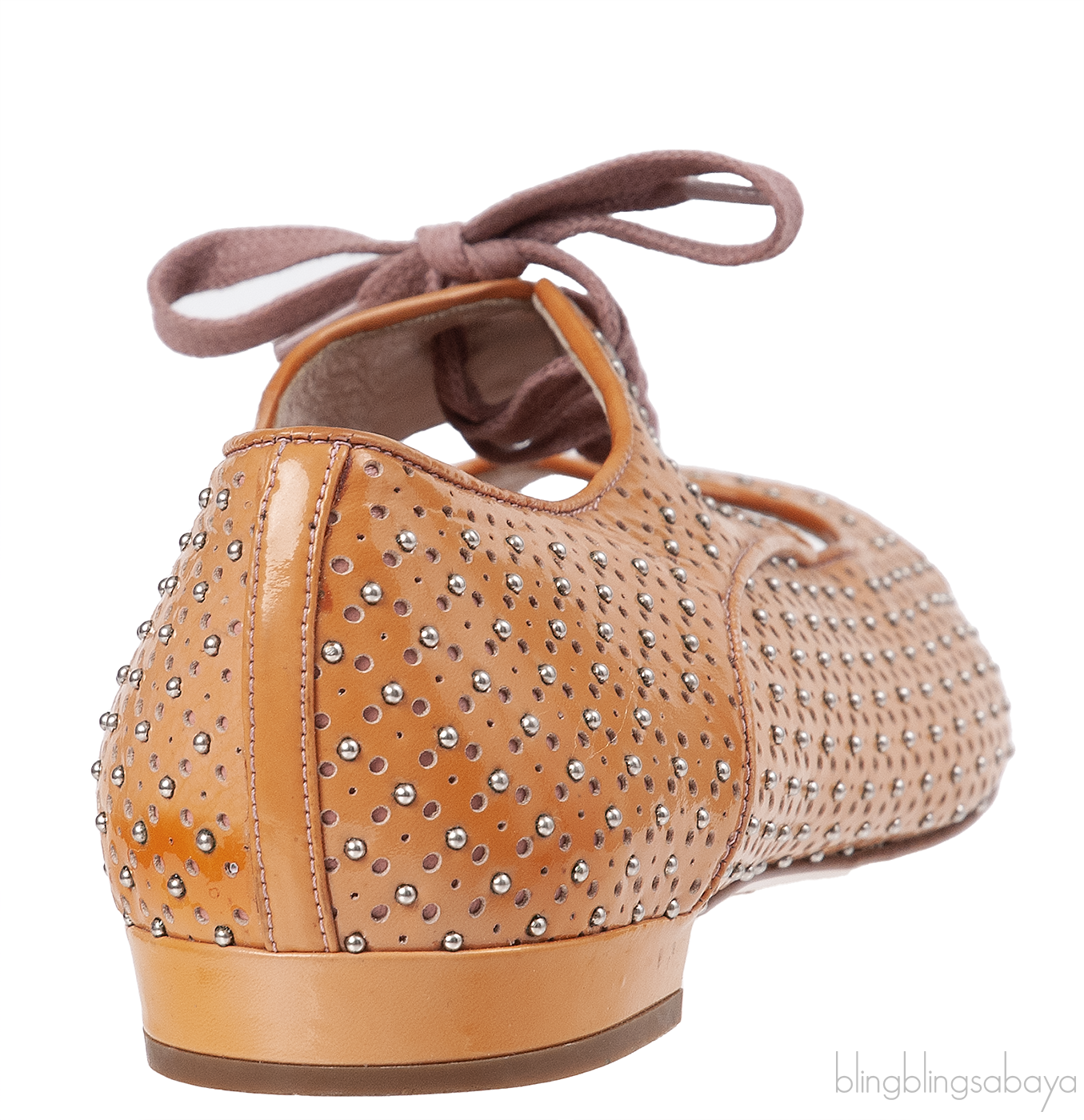 Miu Miu Brown Metal Bead Flat Peep Toe Shoes