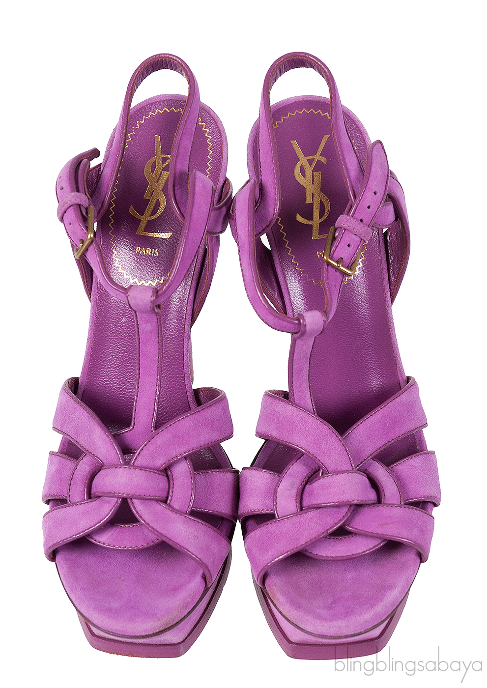 YVES SAINT LAURENT Purple Suede Tribute Sandals