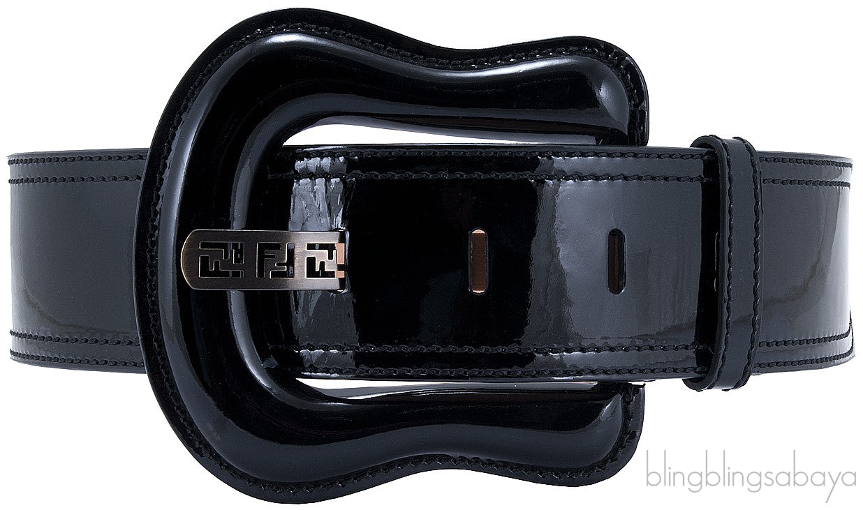 Black Patent Wide Leather Belt