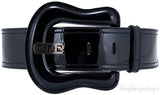 Black Patent Wide Leather Belt