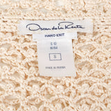 Oscar dela Renta Beige Paisley & Floral Crochet Cardigan S