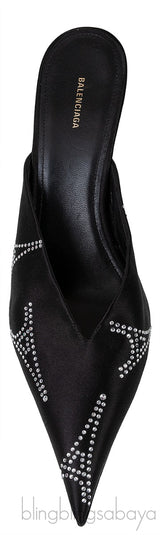 Knife Black Eiffel Tower Crystal Mule