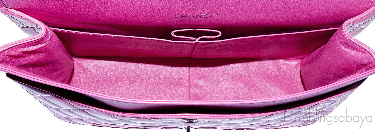 Fuchsia Quilted Maxi Flap Bag