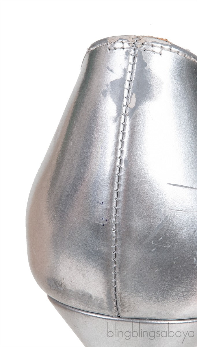 Metallic Silver Pointed Toe Heels