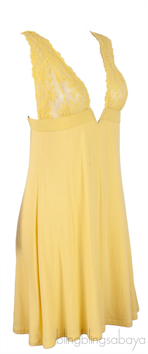 Audrey Yellow V-neck Camisole Dress