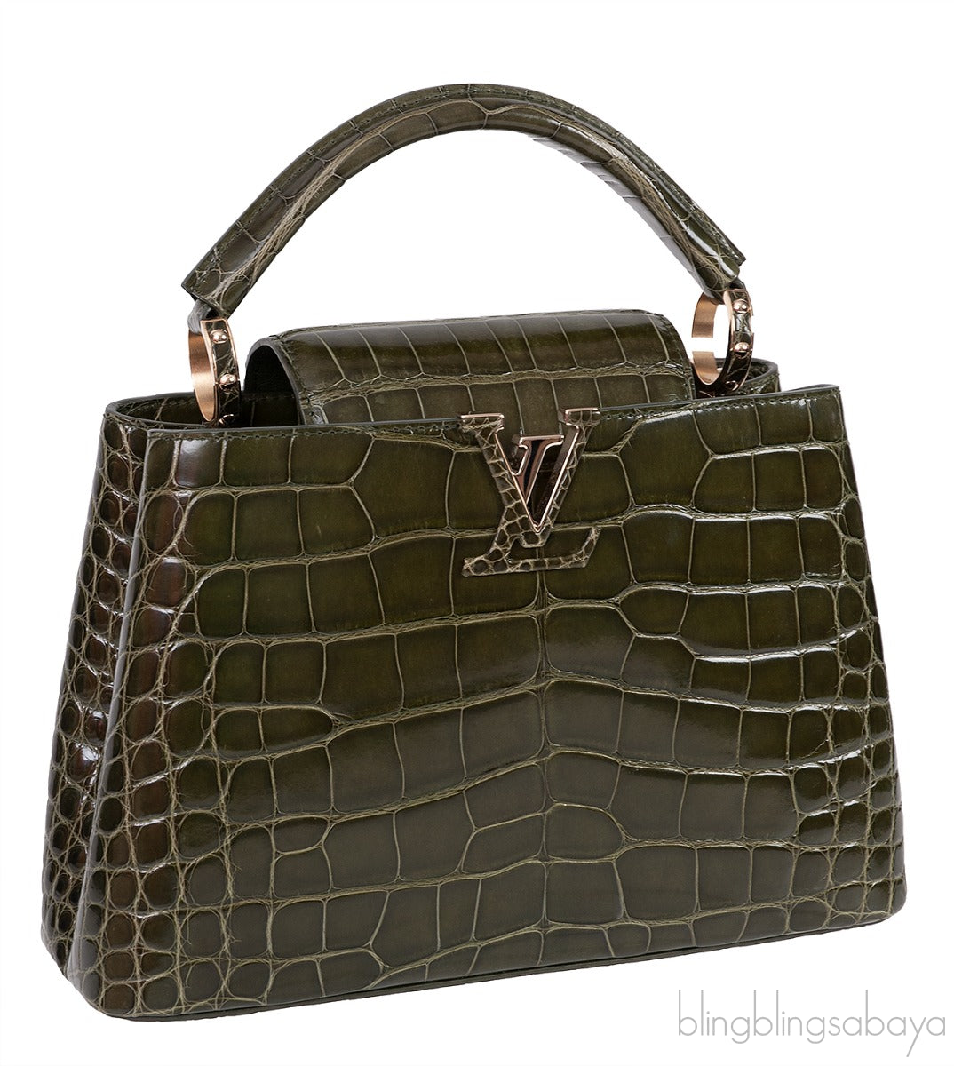 Capucines BB Crocodile Kaki Bag