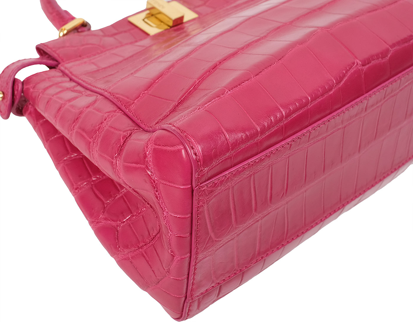 Fendi Fuchsia Crocodile Mini Peekaboo Shoulder Bag