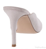 Off White Suede Pointed Toe Mule