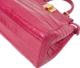 Fendi Fuchsia Crocodile Mini Peekaboo Shoulder Bag
