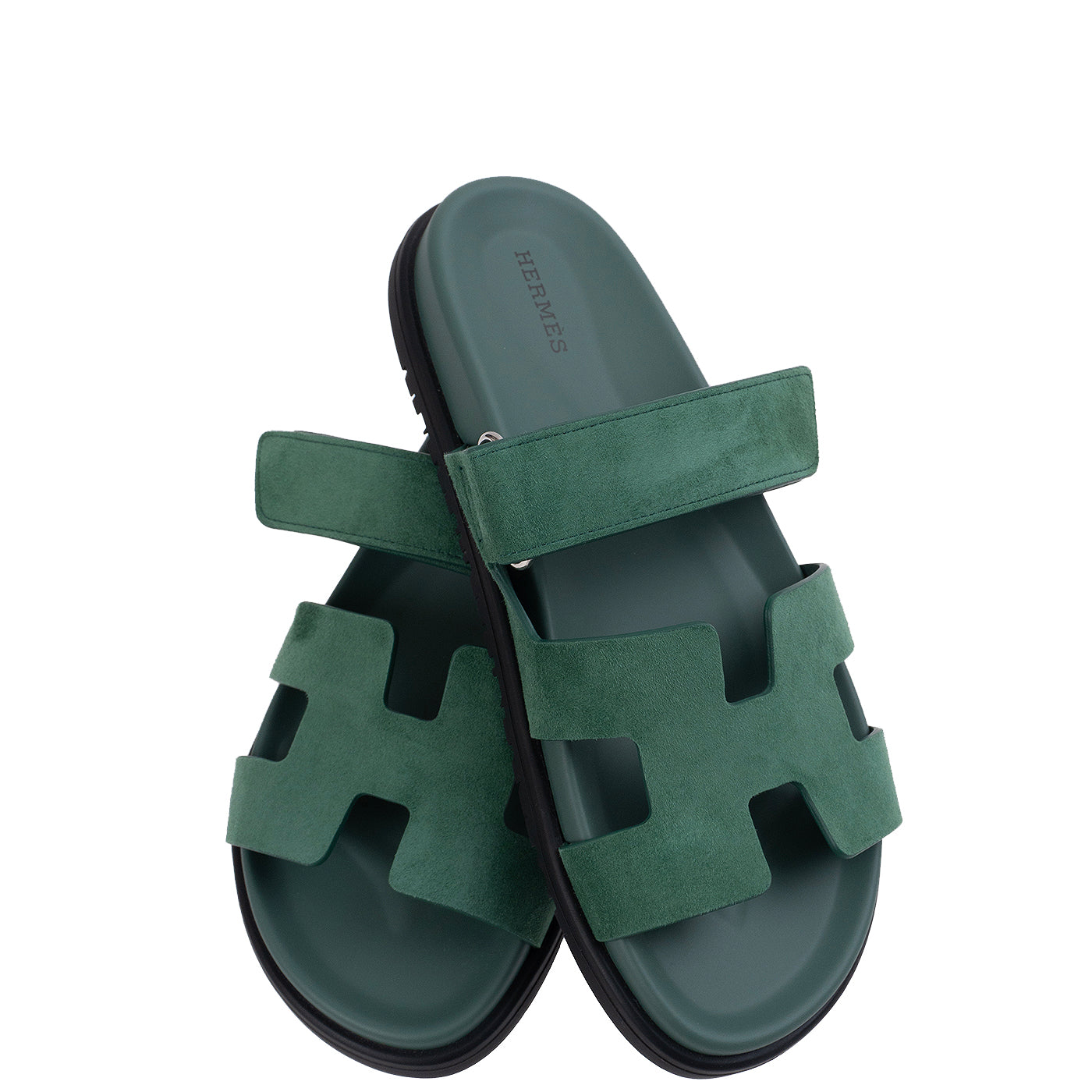 Hermes Chypre Vert Suede Goatskin Sandals 39