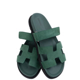 Hermes Chypre Vert Suede Goatskin Sandals 39