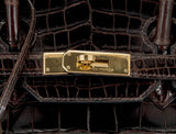 Birkin 35 Brown Patent Porosus GHW