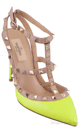 Neon Green Rockstud Leather Pump