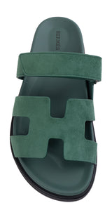 Hermes Chypre Vert Suede Goatskin Sandals 39