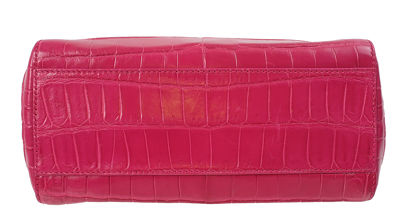 Fendi Fuchsia Crocodile Mini Peekaboo Shoulder Bag