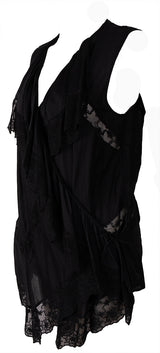 Barbara Bui Black Lace Ruffle Sleeveless Top L