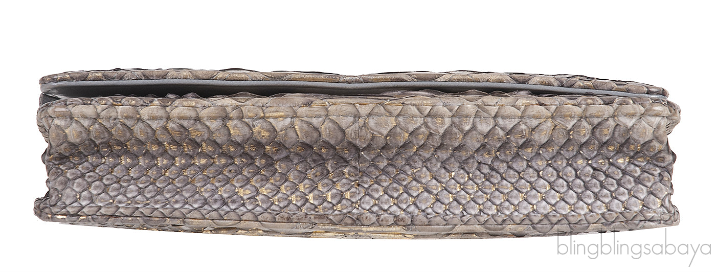 WOC Gold Silver Quilted Python Bag