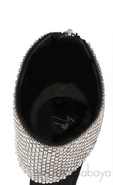 Black Crystal Suede Sandals