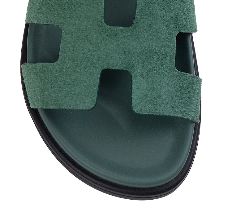 Hermes Chypre Vert Suede Goatskin Sandals 39