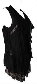 Barbara Bui Black Lace Ruffle Sleeveless Top L