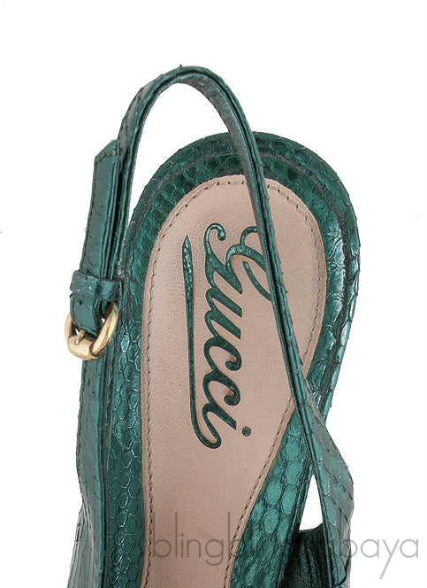 Emerald Green Slingback Python