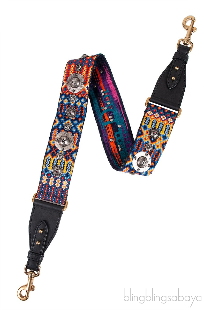 Canvas Embroidered Mexico Studded Shoulder Strap