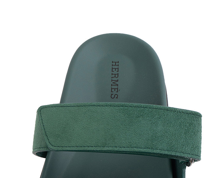 Hermes Chypre Vert Suede Goatskin Sandals 39