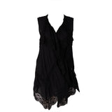 Barbara Bui Black Lace Ruffle Sleeveless Top L