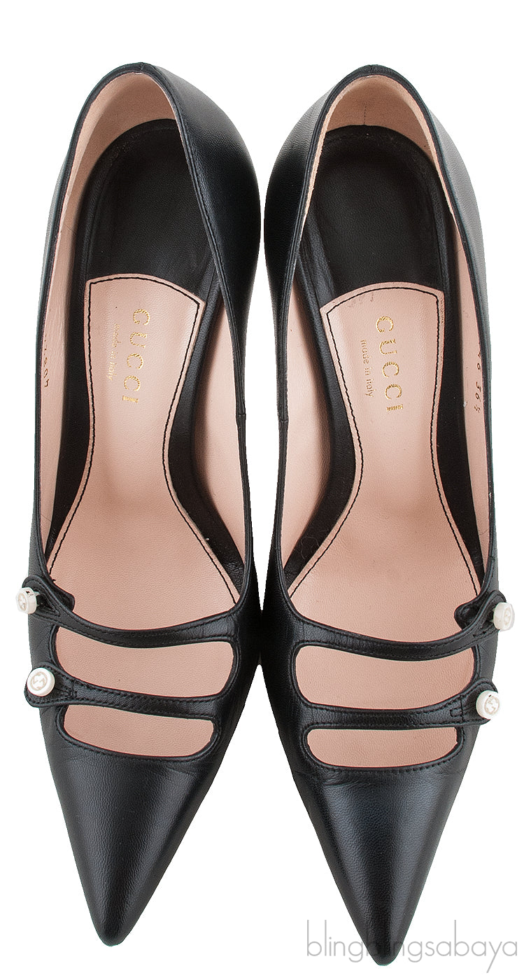 Black Strappy Pointed Toe Heels