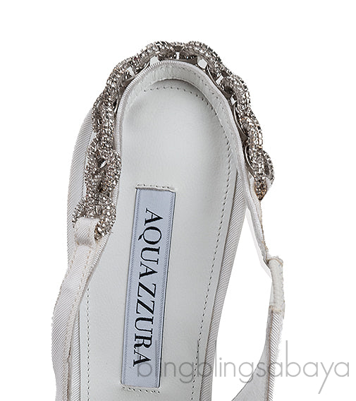 Aquazzura White Love Link 105 Crystal Slingback Heels