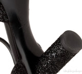Black Glitter Camellia Heels