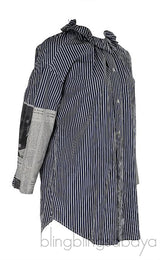 Balenciaga White Blue Stripe Newspaper Print Shirt