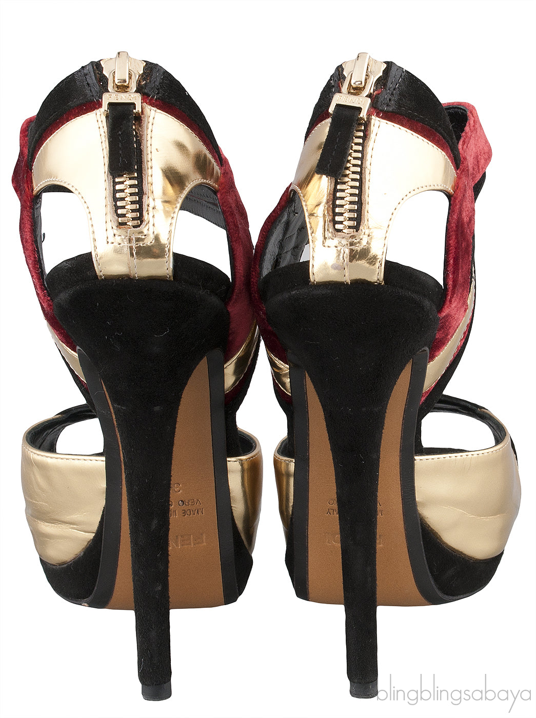 Tri-color Peep Toe Platform Heels