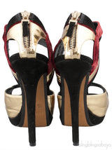 Tri-color Peep Toe Platform Heels
