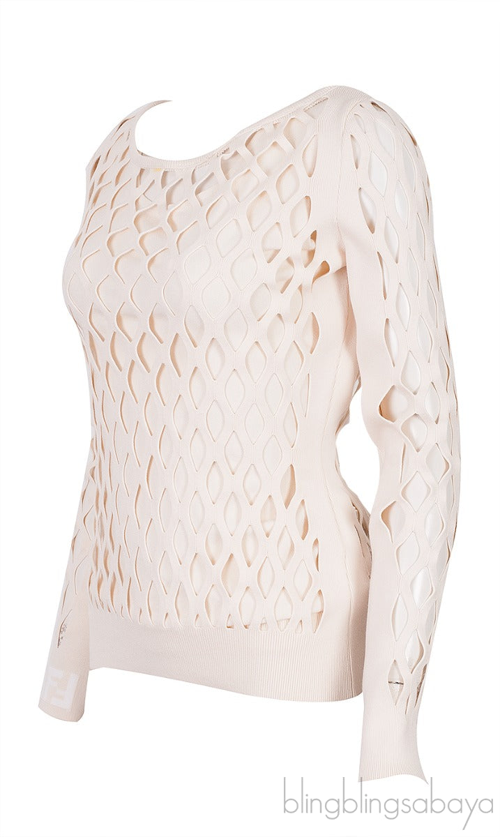 Beige Cut-out Sweatshirt w/ Inner