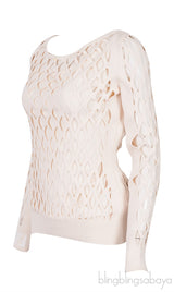 Beige Cut-out Sweatshirt w/ Inner
