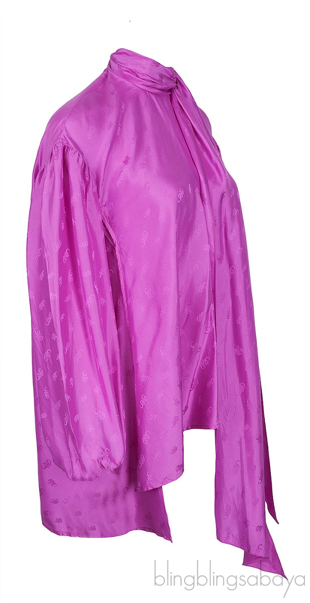 Silk Purple Logo Print Top