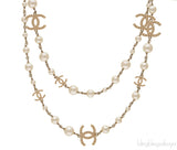 Gold CC Logo Pearl Necklace