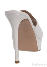 White Leather Platform Mules
