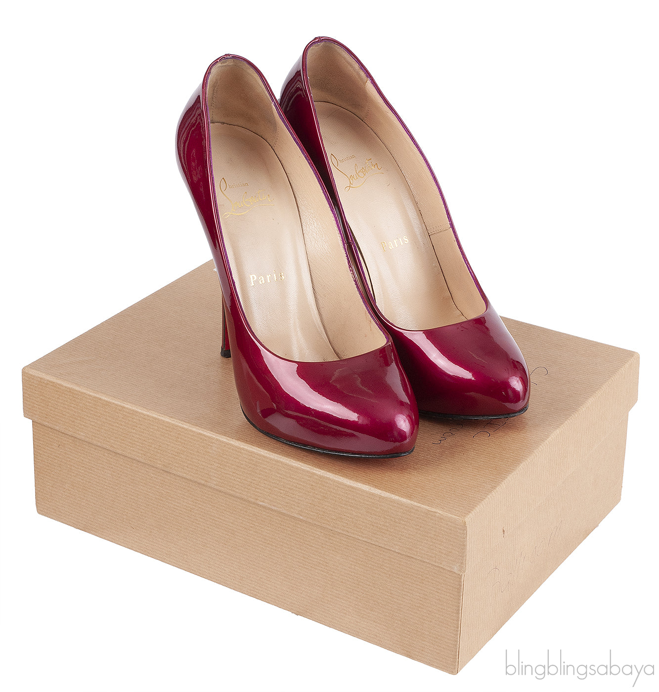 Christian Louboutin Feticha Cramberry Metal Patent Pump