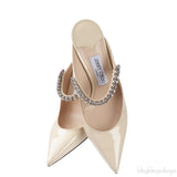 Off-white Bing 100 Crystal-Embellished Patent Leather Mules
