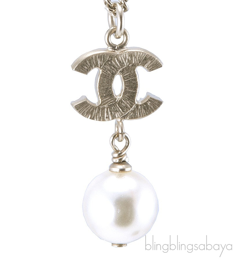 CC Crystal Logo & Pearl Necklace