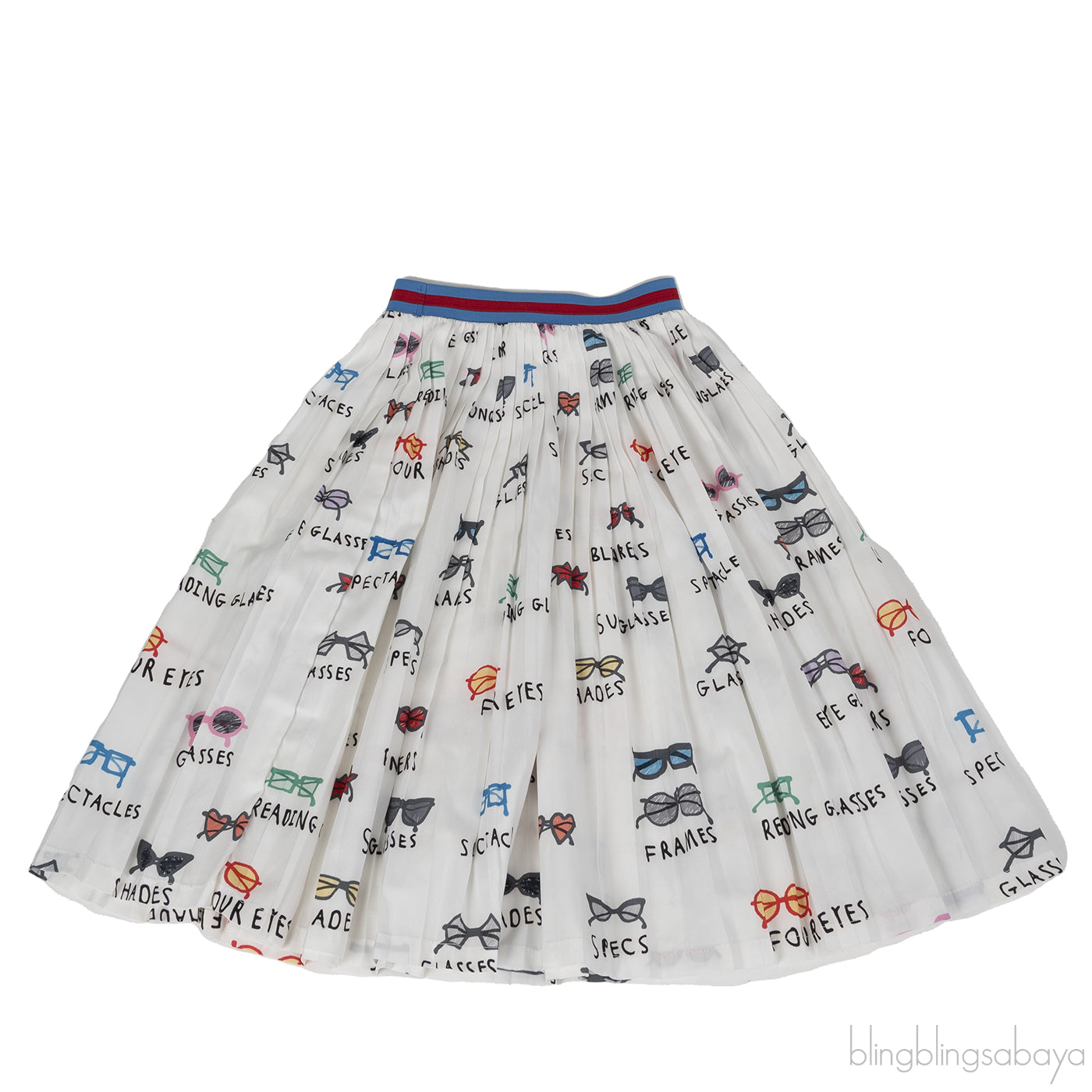Beau Loves White Printed Pleated Kid Skirt