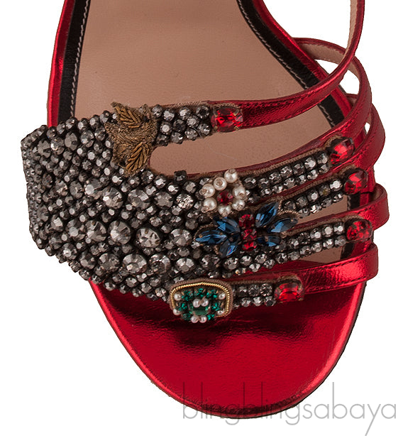Crystal Hand Applique Emb. Sandals