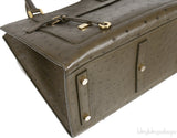 Olive Green Ostrich Top Handle Bag