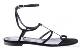 Black Suede Strass Flat Sandals