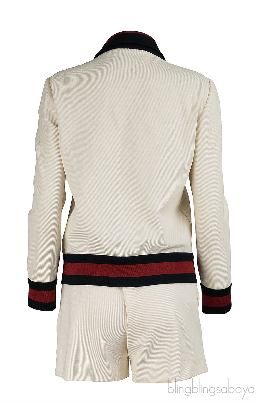 Gucci Cream Contrast Trim Jacket and Shorts