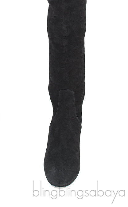 Black Suede High Leg Boots