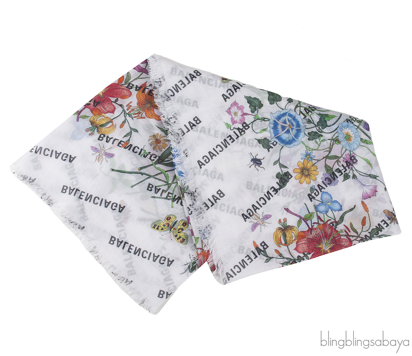 Gucci x Balenciaga The Hacker Project Flora Print Silk Scarf White